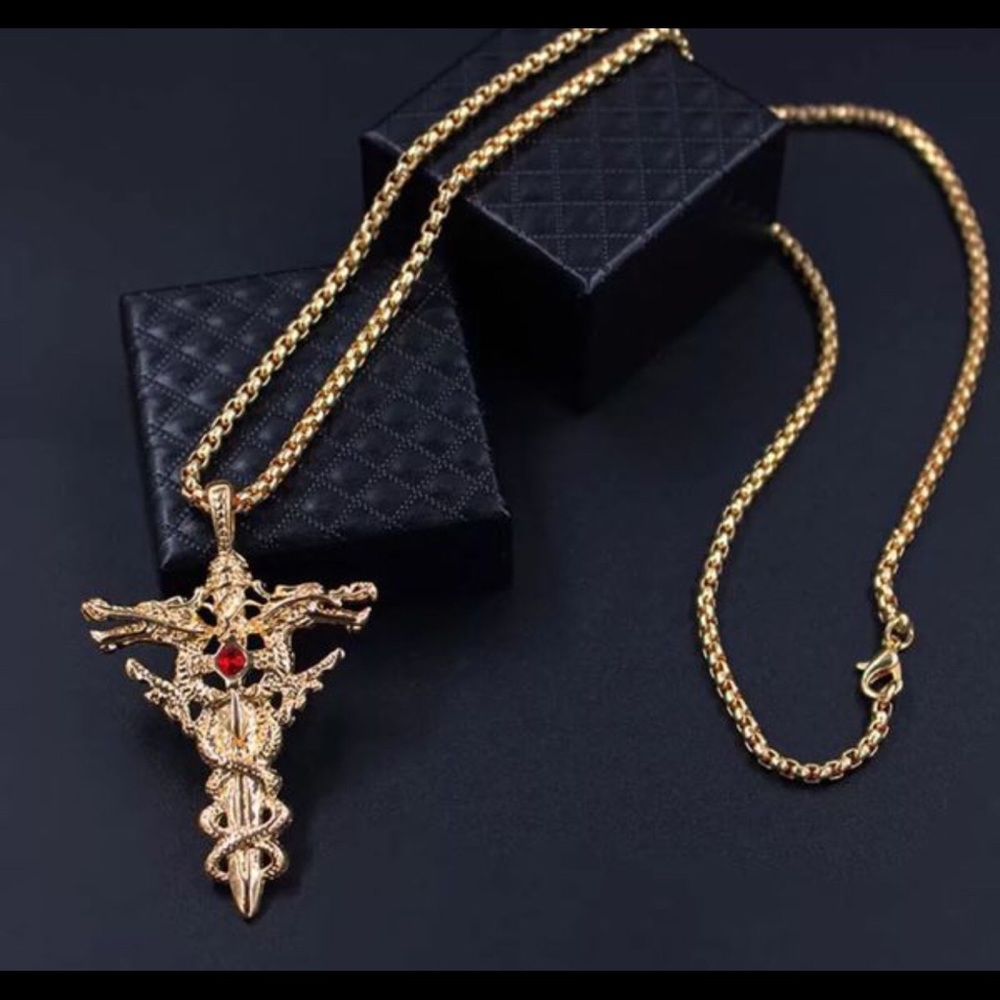 Men Necklace Sword Cross Fashion Jewelry
